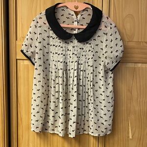 Forever 21 Sheer Blouse with Scottie Dog Design